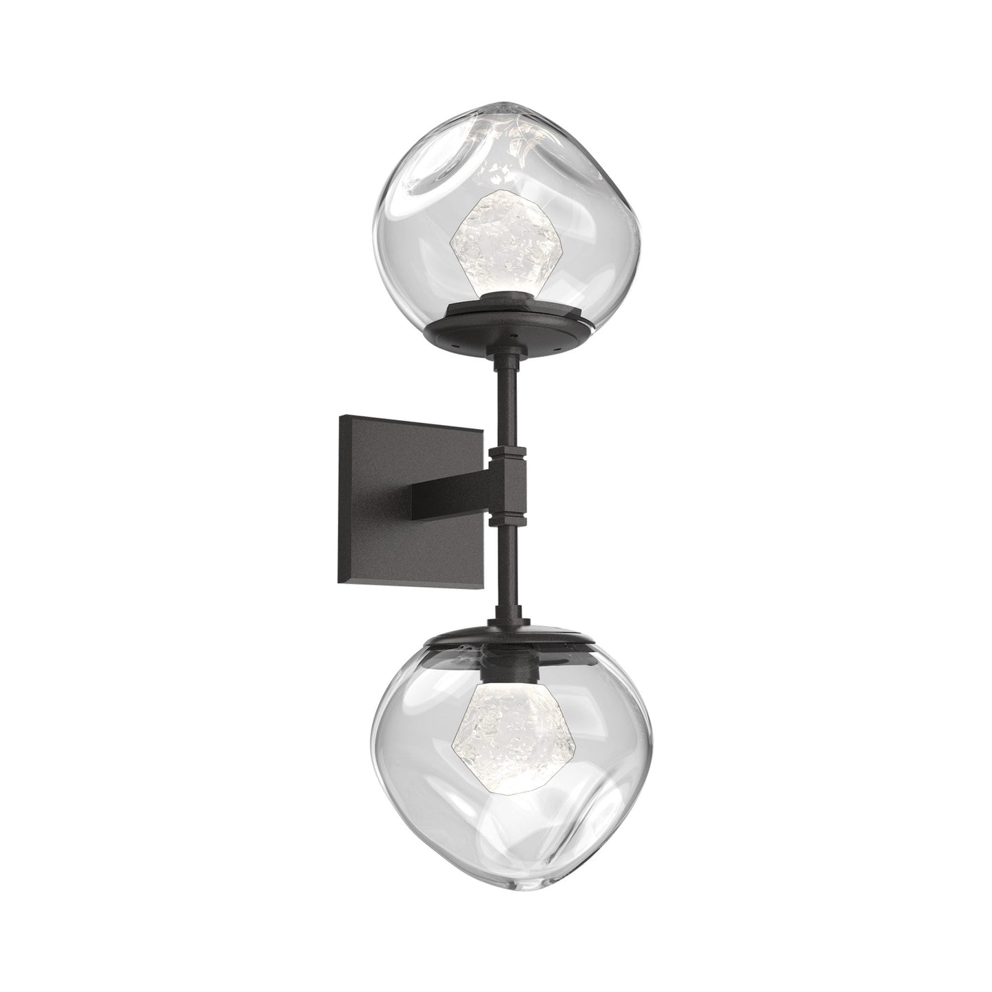 Luna Double LED Wall Light in Graphite/Clear (Zircon Crystal).