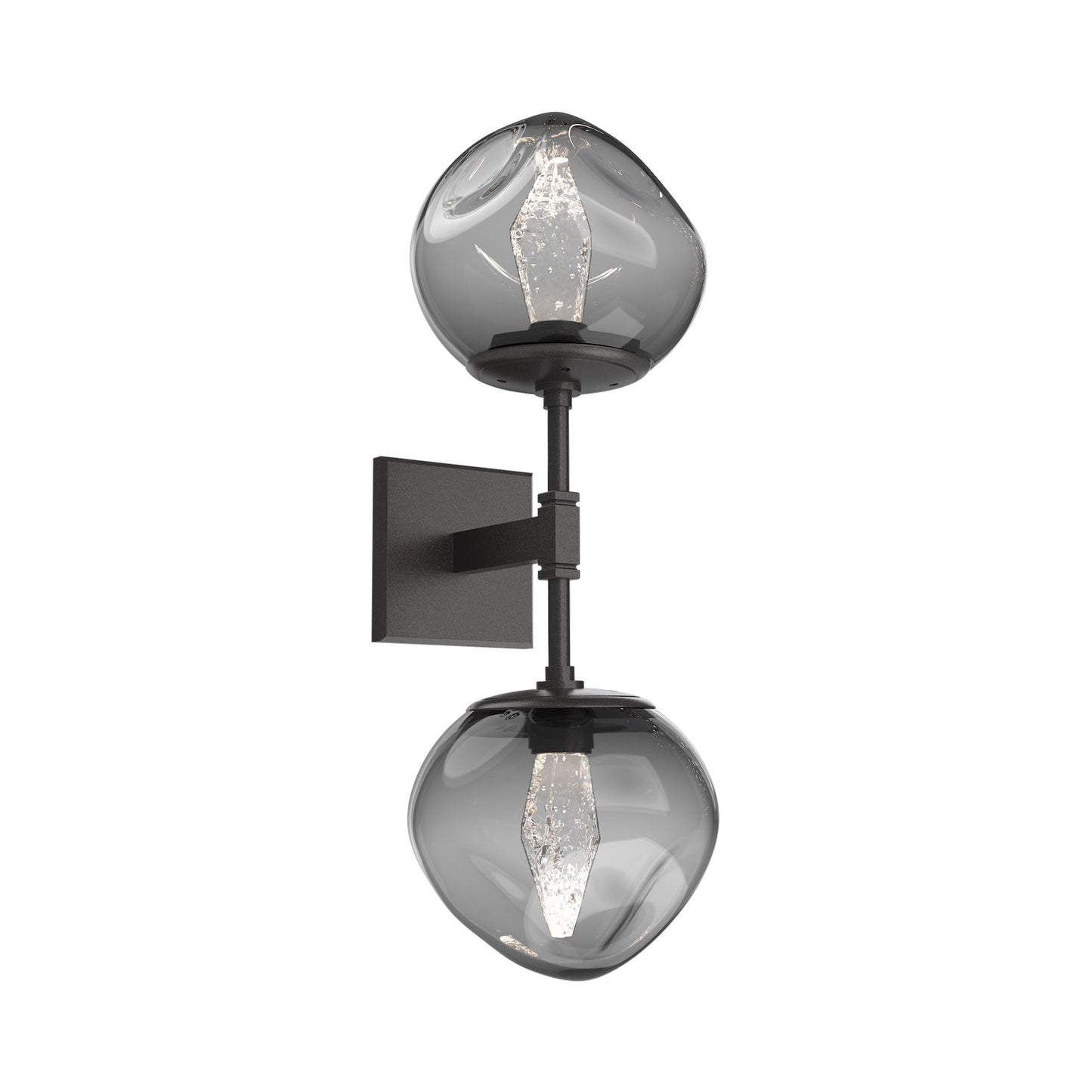 Luna Double LED Wall Light in Graphite/Smoke (Geo Crystal).