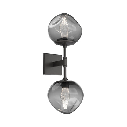 Luna Double LED Wall Light in Graphite/Smoke (Geo Crystal).
