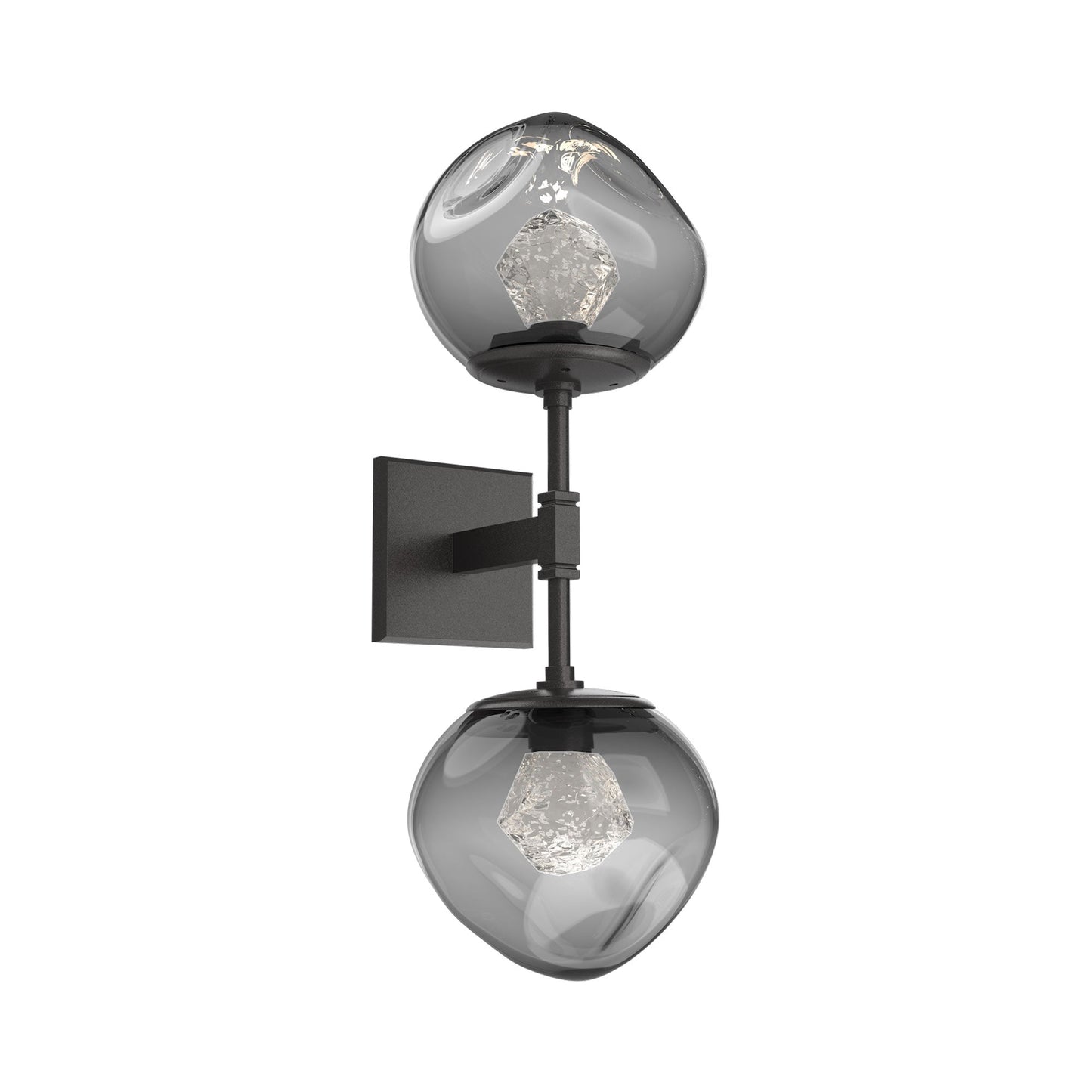 Luna Double LED Wall Light in Graphite/Smoke (Zircon Crystal).