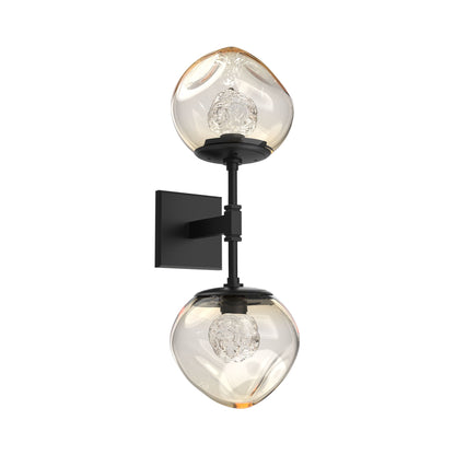 Luna Double LED Wall Light in Matte Black/Amber (Floret Crystal).