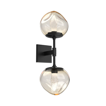 Luna Double LED Wall Light in Matte Black/Amber (Geo Crystal).