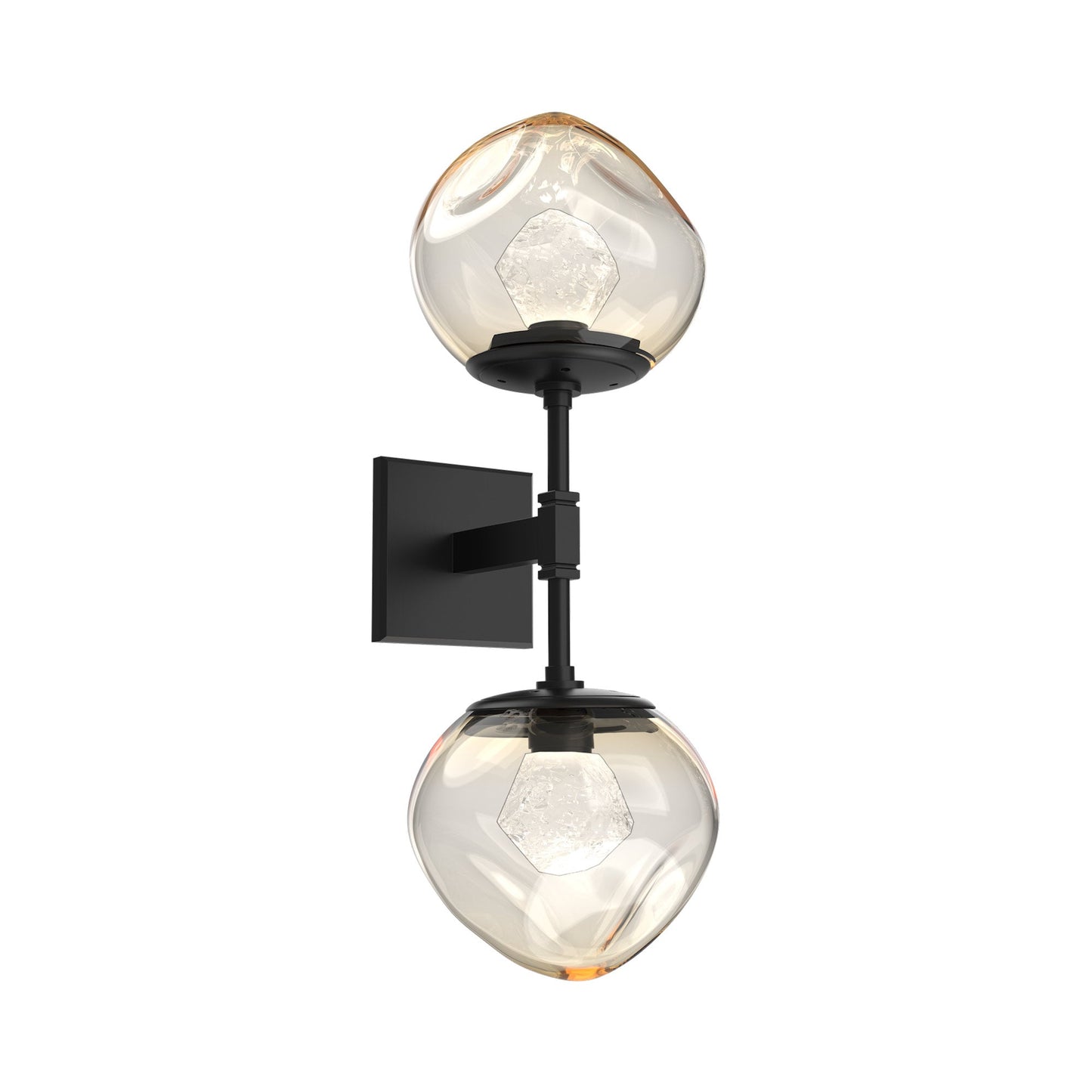 Luna Double LED Wall Light in Matte Black/Amber (Zircon Crystal).