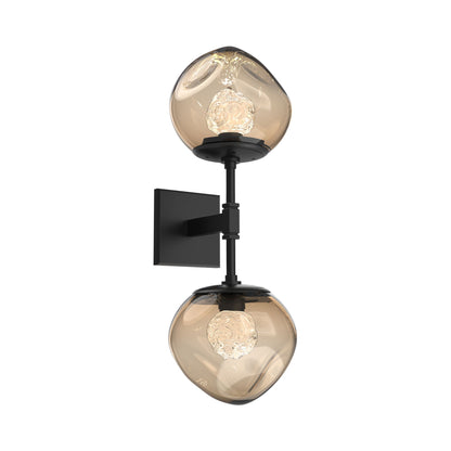 Luna Double LED Wall Light in Matte Black/Bronze (Floret Crystal).