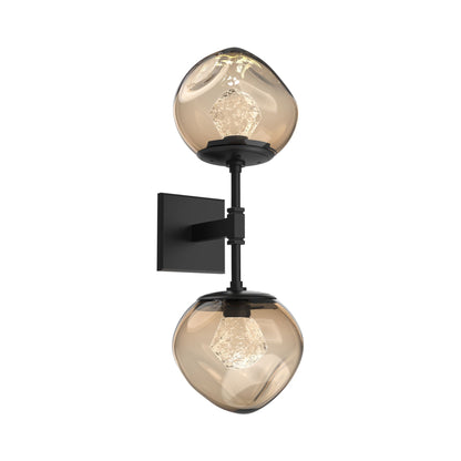 Luna Double LED Wall Light in Matte Black/Bronze (Zircon Crystal).