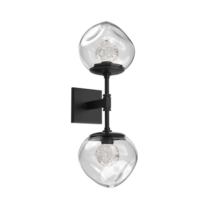 Luna Double LED Wall Light in Matte Black/Clear (Floret Crystal).