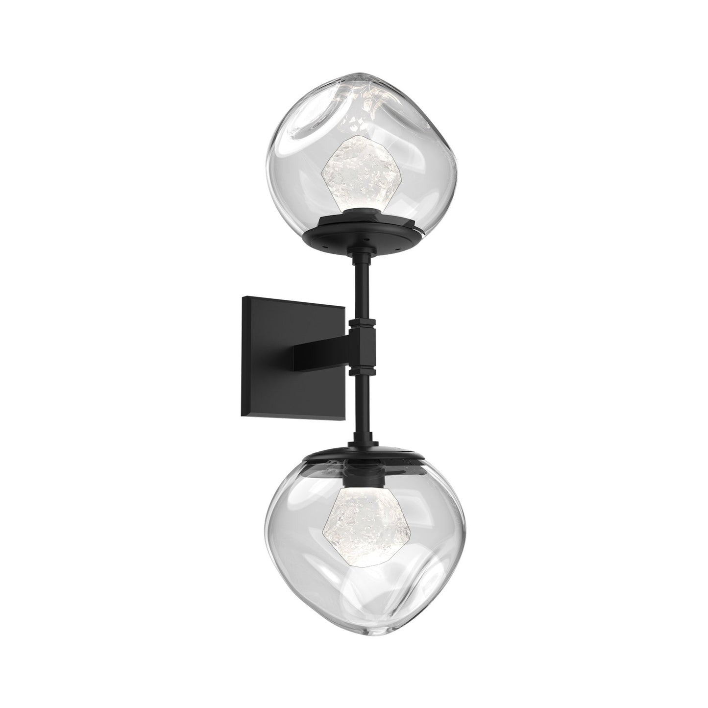 Luna Double LED Wall Light in Matte Black/Clear (Zircon Crystal).