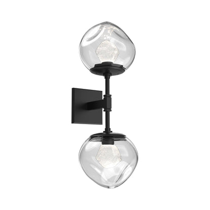 Luna Double LED Wall Light in Matte Black/Clear (Zircon Crystal).