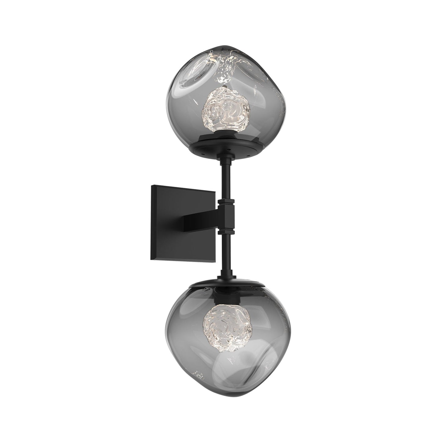 Luna Double LED Wall Light in Matte Black/Smoke (Floret Crystal).