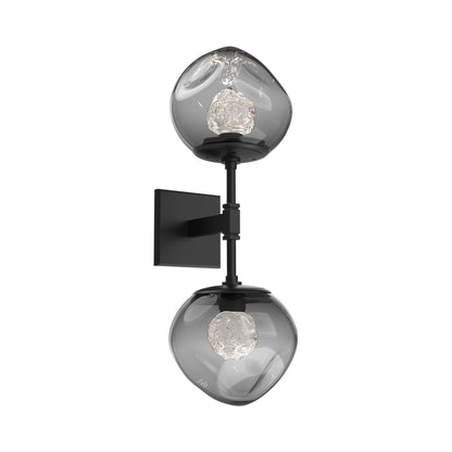 Luna Double LED Wall Light in Matte Black/Smoke (Floret Crystal).