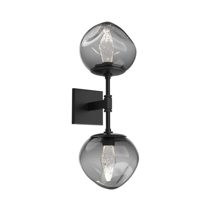 Luna Double LED Wall Light in Matte Black/Smoke (Geo Crystal).