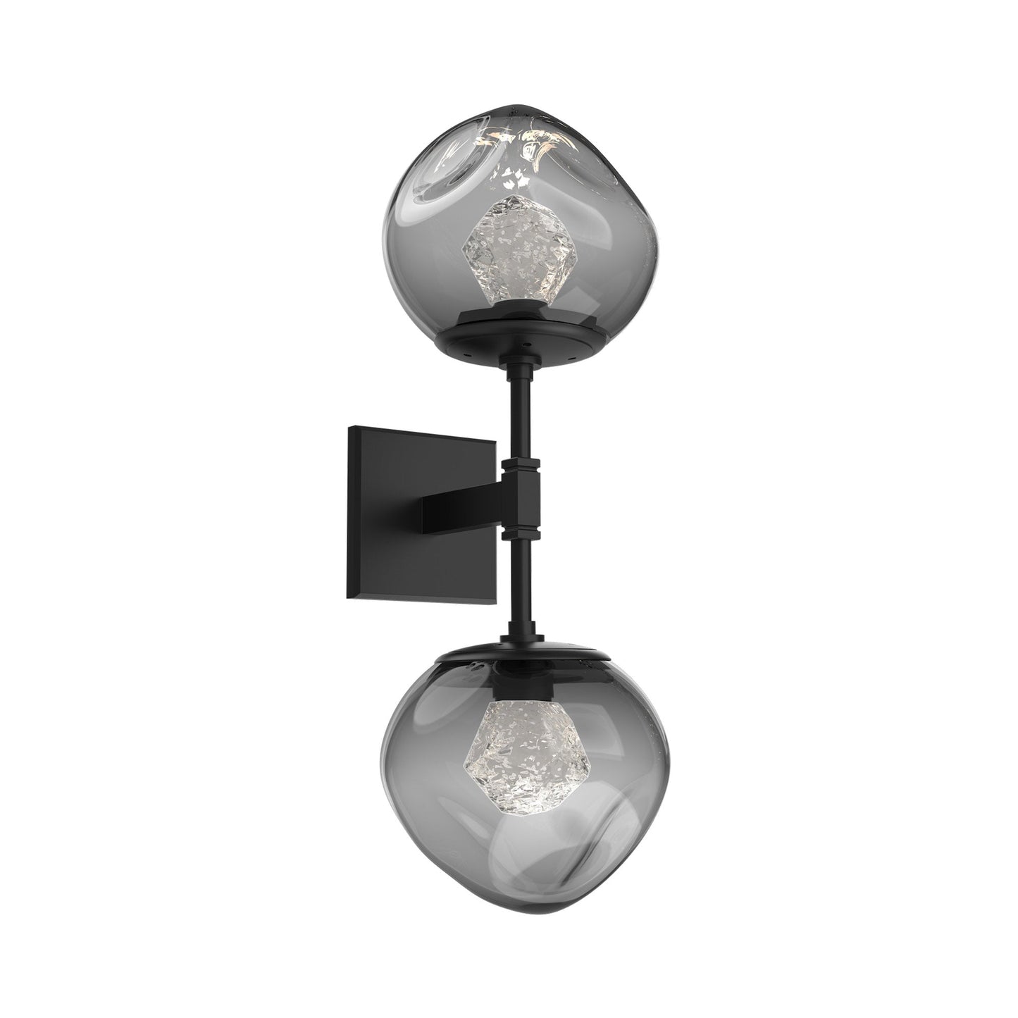 Luna Double LED Wall Light in Matte Black/Smoke (Zircon Crystal).