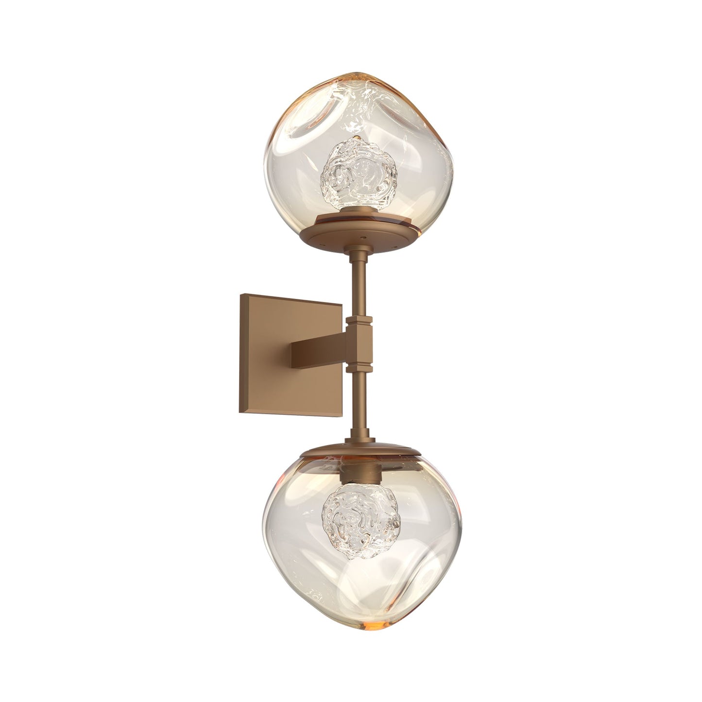 Luna Double LED Wall Light in Novel Brass/Amber (Floret Crystal).