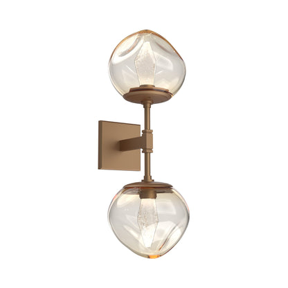 Luna Double LED Wall Light in Novel Brass/Amber (Geo Crystal).