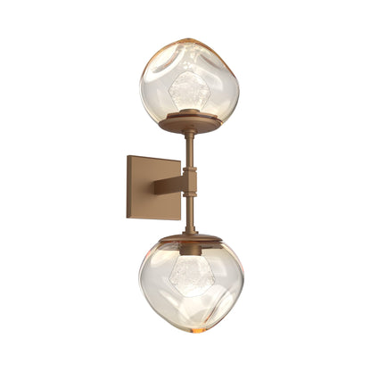 Luna Double LED Wall Light in Novel Brass/Amber (Zircon Crystal).