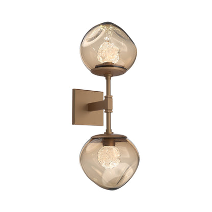 Luna Double LED Wall Light in Novel Brass/Bronze (Floret Crystal).