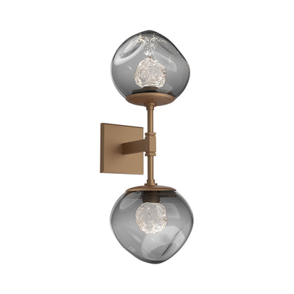 Luna Double LED Wall Light in Novel Brass/Smoke (Floret Crystal).