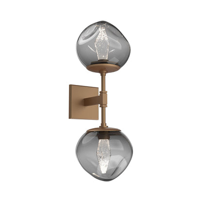 Luna Double LED Wall Light in Novel Brass/Smoke (Geo Crystal).
