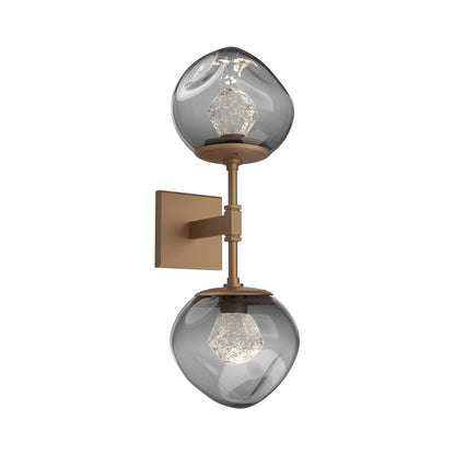 Luna Double LED Wall Light in Novel Brass/Smoke (Zircon Crystal).