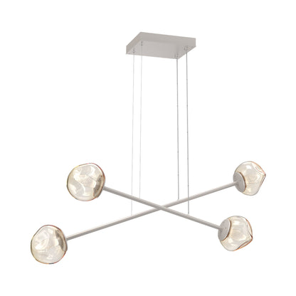 Luna Double Moda Linear LED Chandelier in Beige Silver/Amber (Geo Crystal).