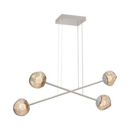 Luna Double Moda Linear LED Chandelier in Beige Silver/Bronze (Floret Crystal).