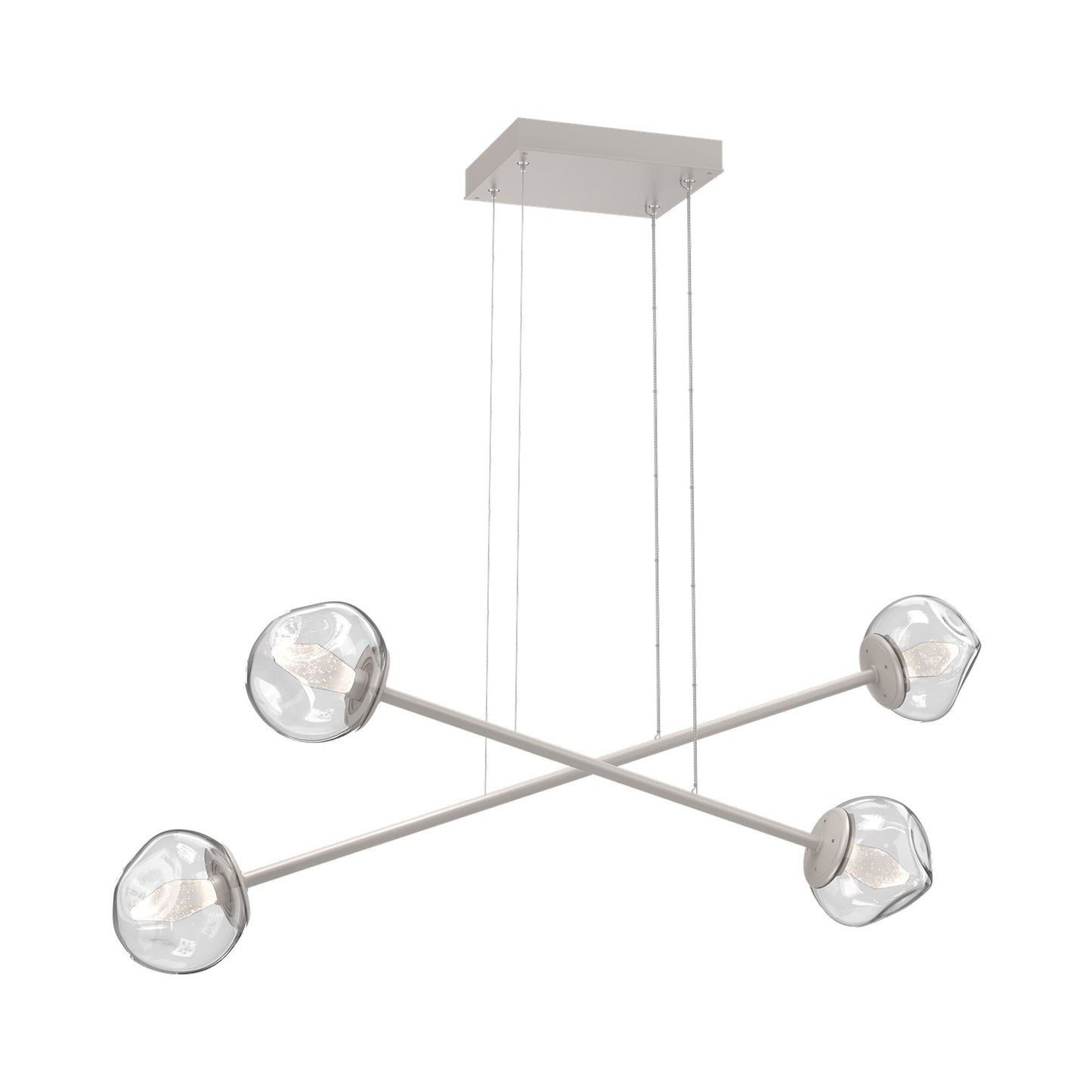 Luna Double Moda Linear LED Chandelier in Beige Silver/Clear (Geo Crystal).