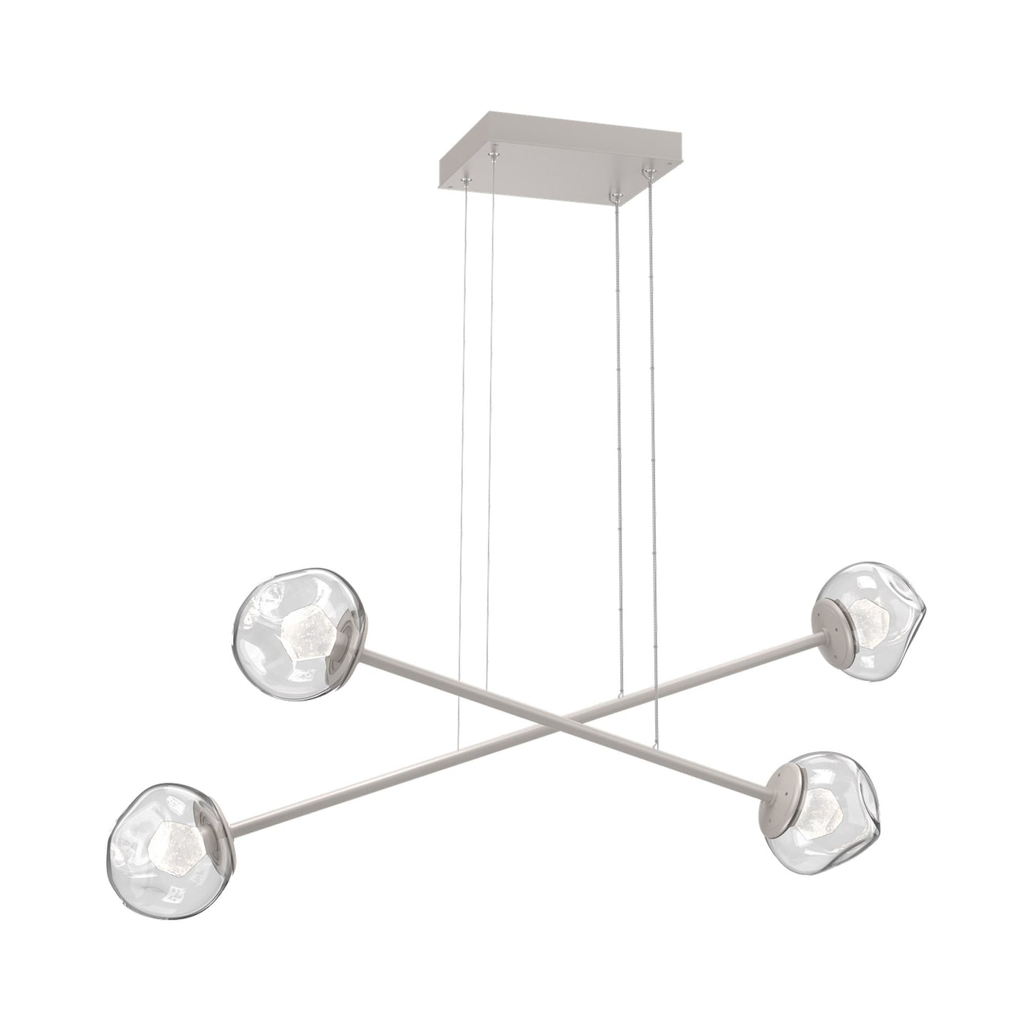 Luna Double Moda Linear LED Chandelier in Beige Silver/Clear (Zircon Crystal).