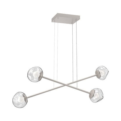 Luna Double Moda Linear LED Chandelier in Beige Silver/Clear (Zircon Crystal).