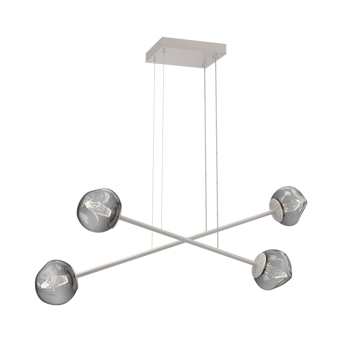 Luna Double Moda Linear LED Chandelier in Beige Silver/Smoke (Geo Crystal).