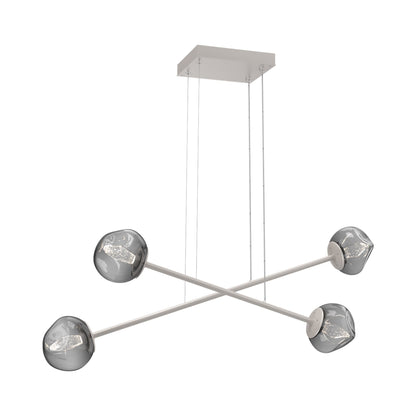 Luna Double Moda Linear LED Chandelier in Beige Silver/Smoke (Geo Crystal).