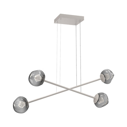 Luna Double Moda Linear LED Chandelier in Beige Silver/Smoke (Zircon Crystal).