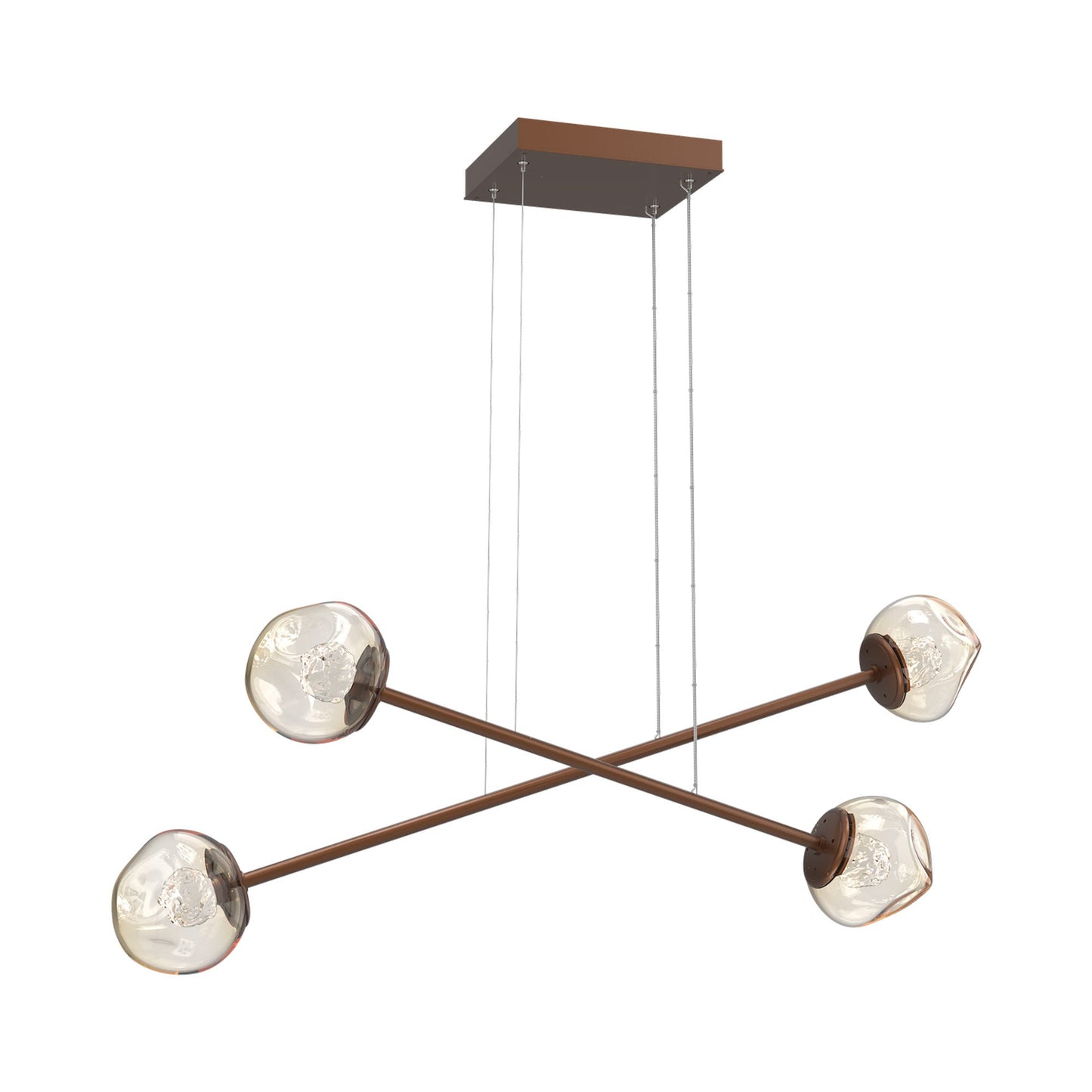 Luna Double Moda Linear LED Chandelier in Burnished Bronze/Amber (Floret Crystal).