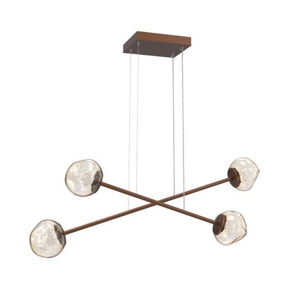 Luna Double Moda Linear LED Chandelier in Burnished Bronze/Amber (Floret Crystal).