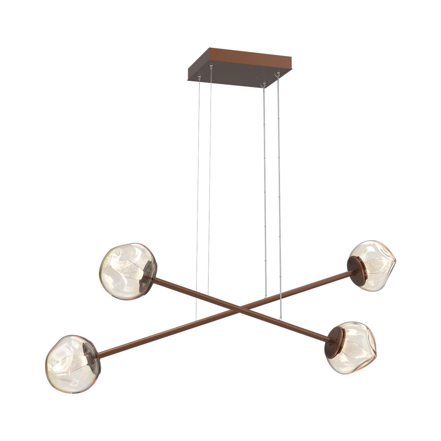 Luna Double Moda Linear LED Chandelier in Burnished Bronze/Amber (Geo Crystal).