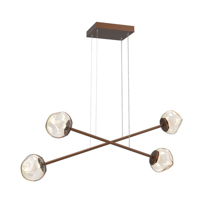 Luna Double Moda Linear LED Chandelier in Burnished Bronze/Amber (Geo Crystal).