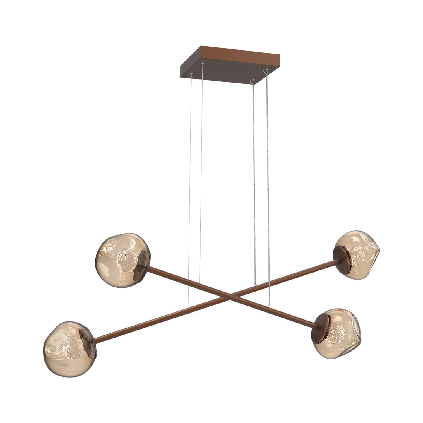 Luna Double Moda Linear LED Chandelier in Burnished Bronze/Bronze (Floret Crystal).
