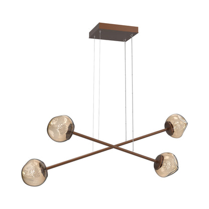 Luna Double Moda Linear LED Chandelier in Burnished Bronze/Bronze (Floret Crystal).