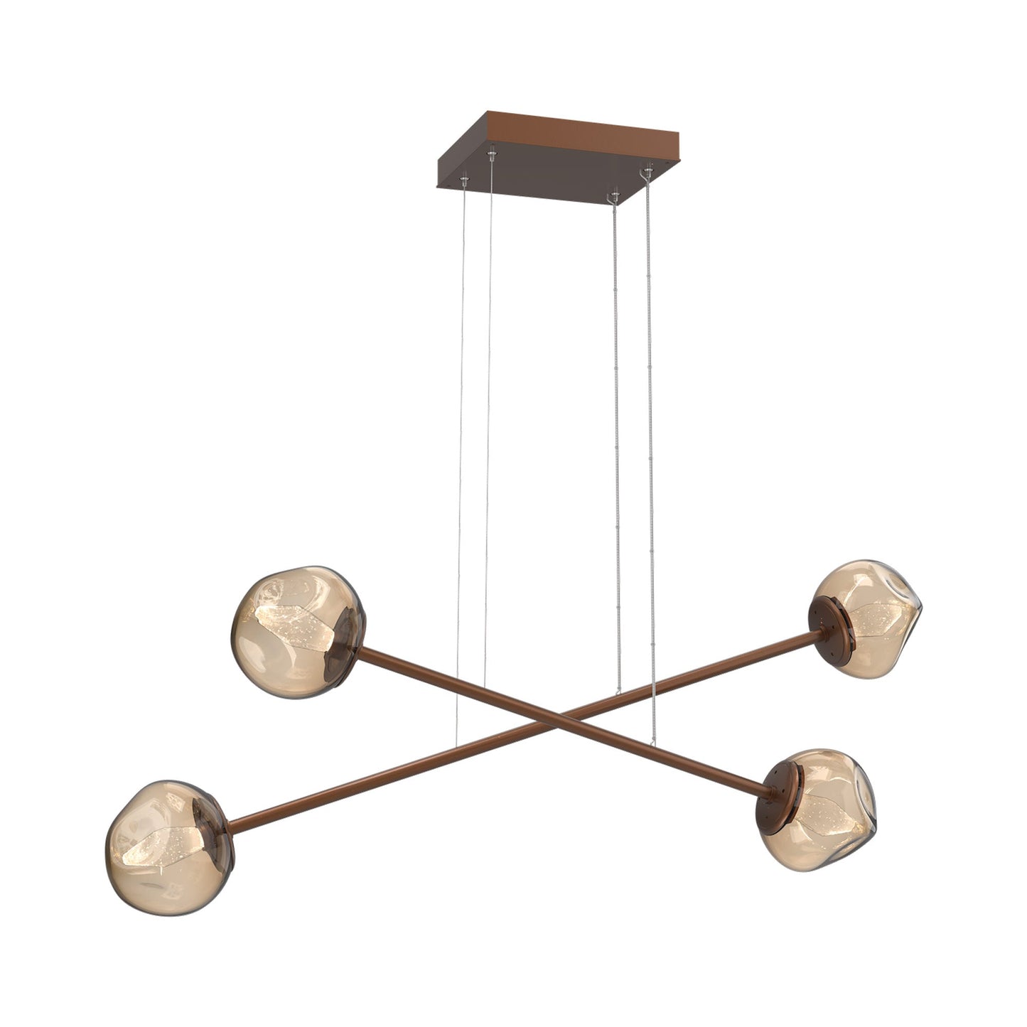 Luna Double Moda Linear LED Chandelier in Burnished Bronze/Bronze (Geo Crystal).