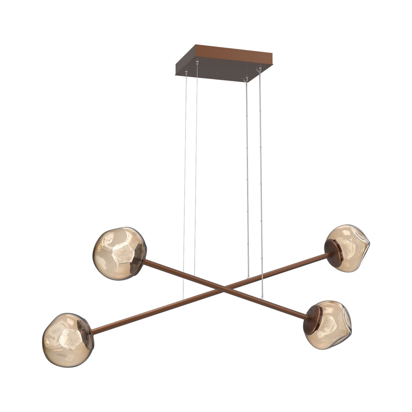 Luna Double Moda Linear LED Chandelier in Burnished Bronze/Bronze (Zircon Crystal).