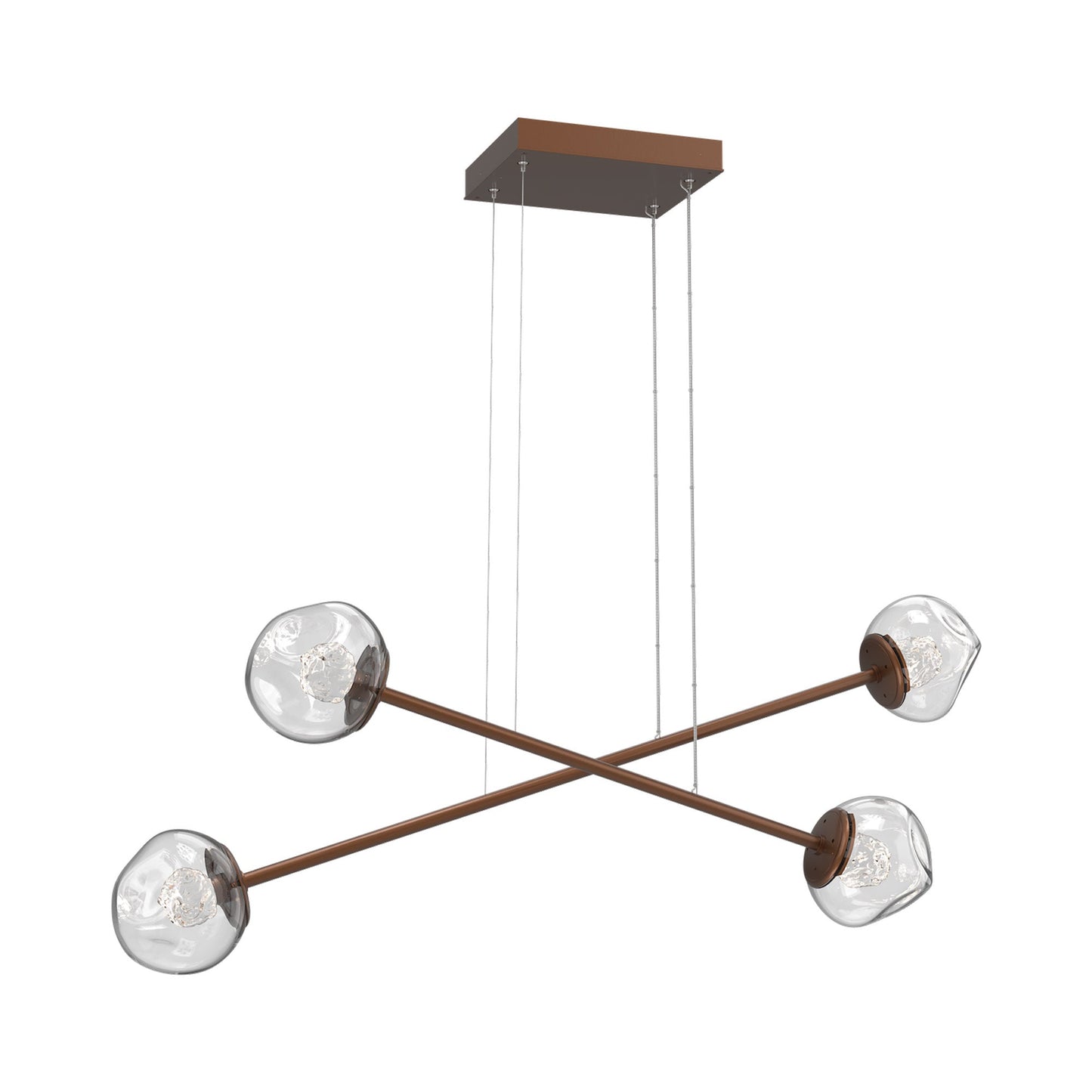 Luna Double Moda Linear LED Chandelier in Burnished Bronze/Clear (Floret Crystal).