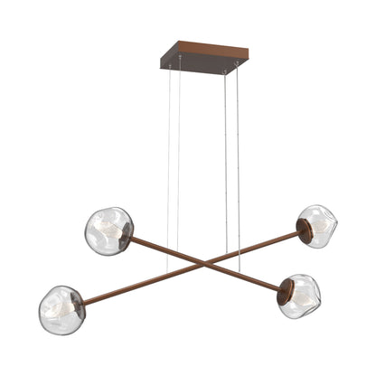 Luna Double Moda Linear LED Chandelier in Burnished Bronze/Clear (Geo Crystal).