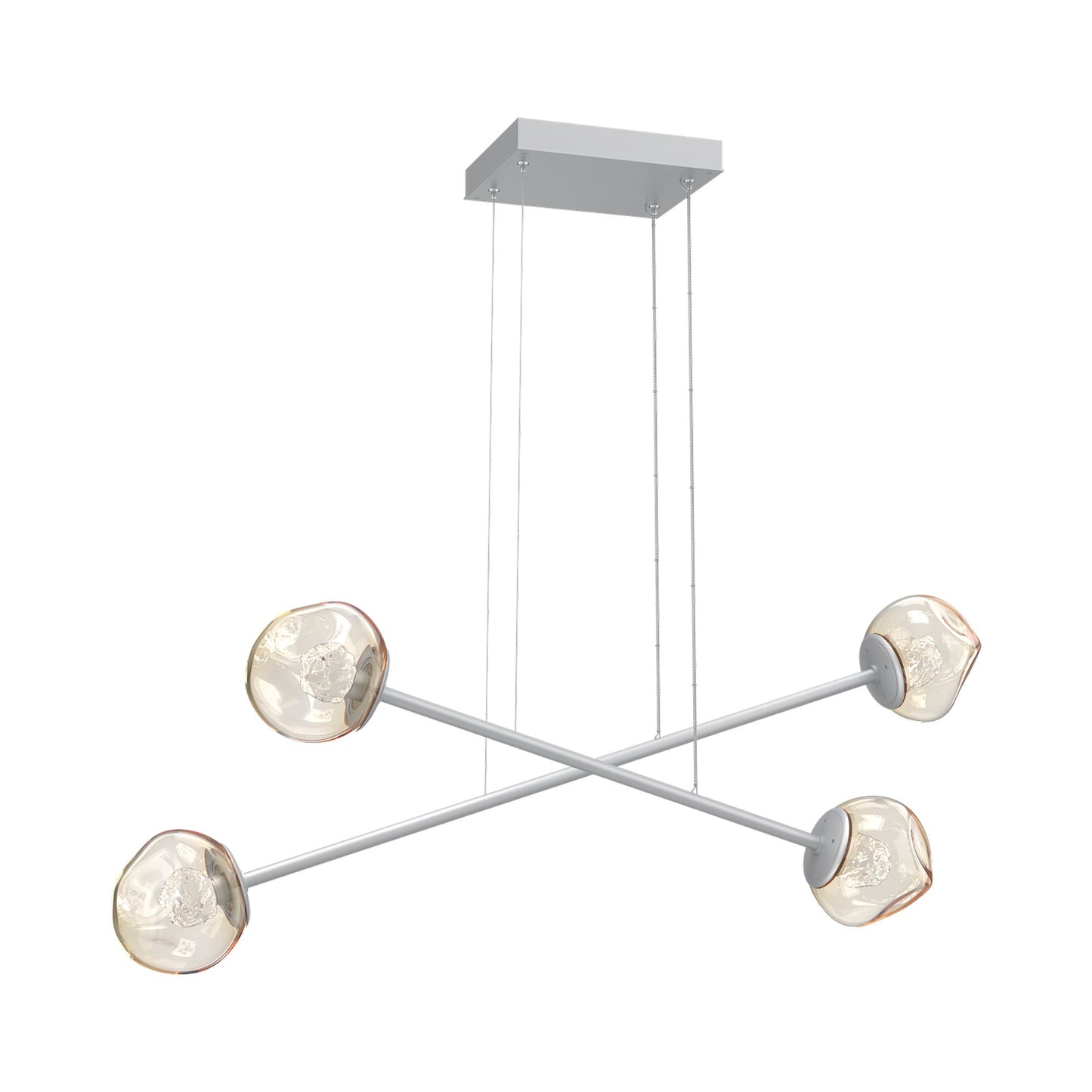 Luna Double Moda Linear LED Chandelier in Classic Silver/Amber (Floret Crystal).