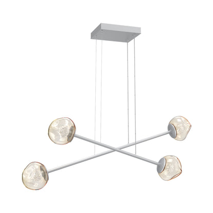 Luna Double Moda Linear LED Chandelier in Classic Silver/Amber (Floret Crystal).