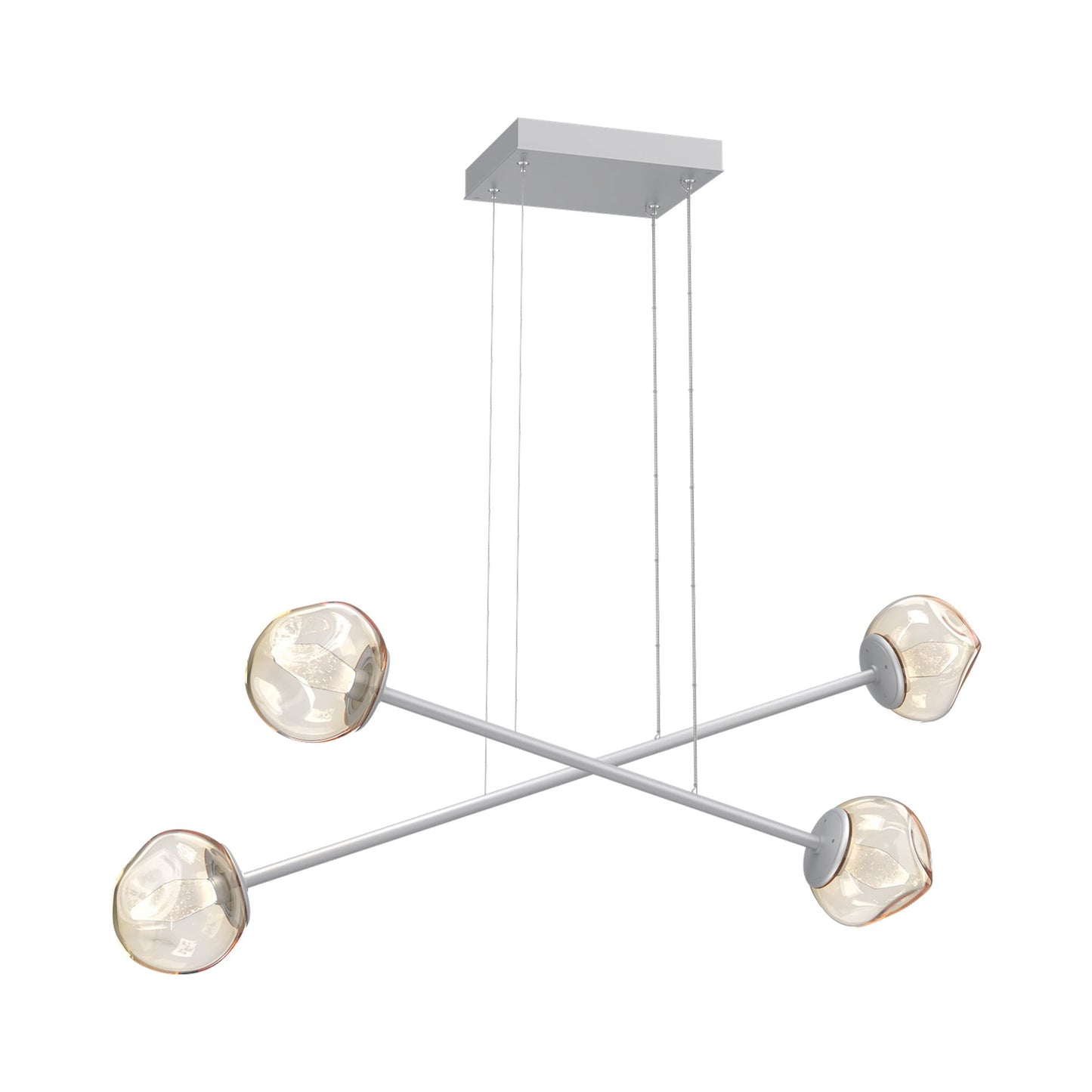 Luna Double Moda Linear LED Chandelier in Classic Silver/Amber (Geo Crystal).