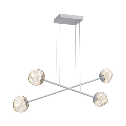 Luna Double Moda Linear LED Chandelier in Classic Silver/Amber (Geo Crystal).