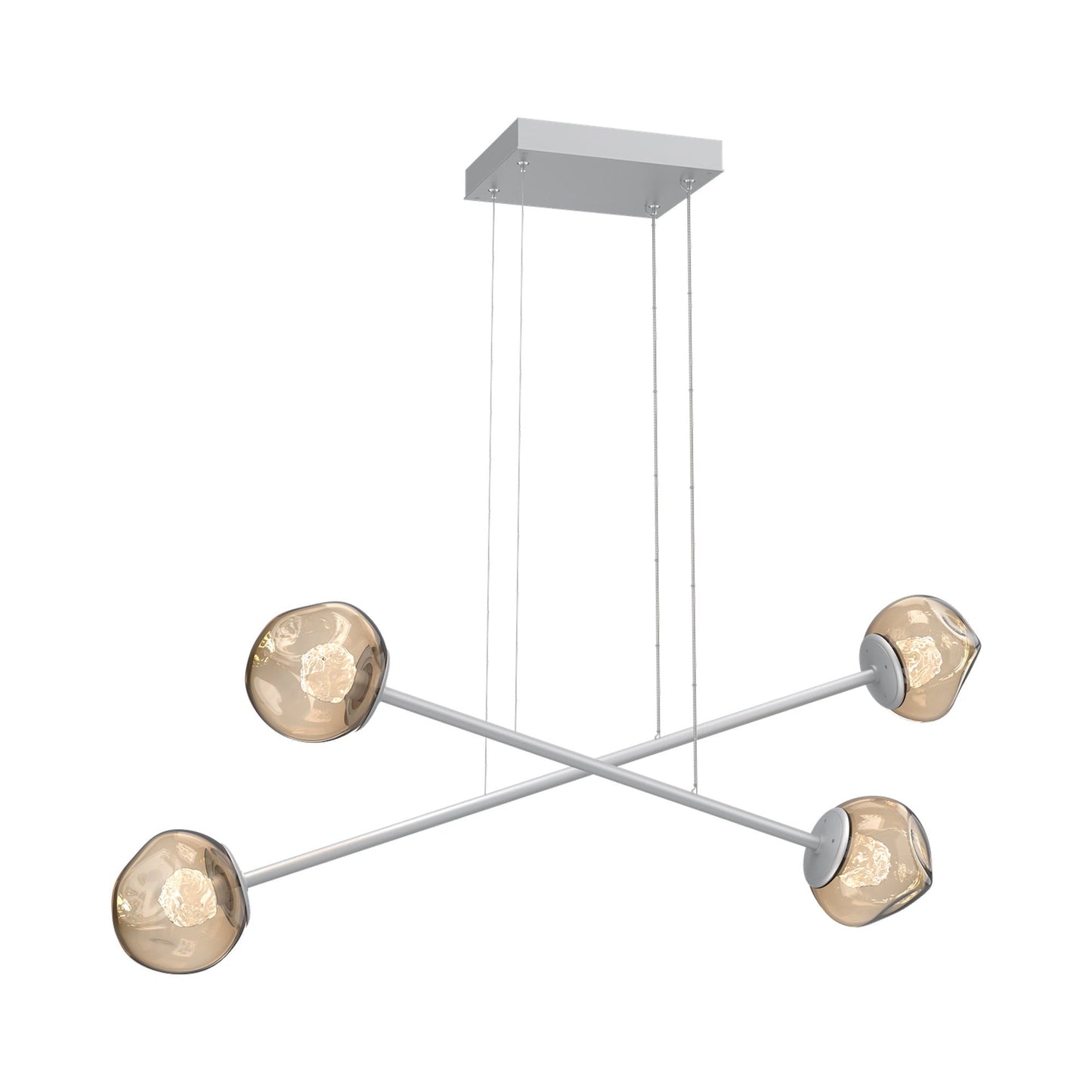 Luna Double Moda Linear LED Chandelier in Classic Silver/Bronze (Floret Crystal).