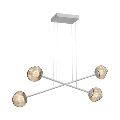 Luna Double Moda Linear LED Chandelier in Classic Silver/Bronze (Floret Crystal).