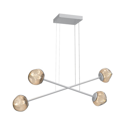 Luna Double Moda Linear LED Chandelier in Classic Silver/Bronze (Geo Crystal).