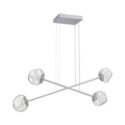 Luna Double Moda Linear LED Chandelier in Classic Silver/Clear (Floret Crystal).