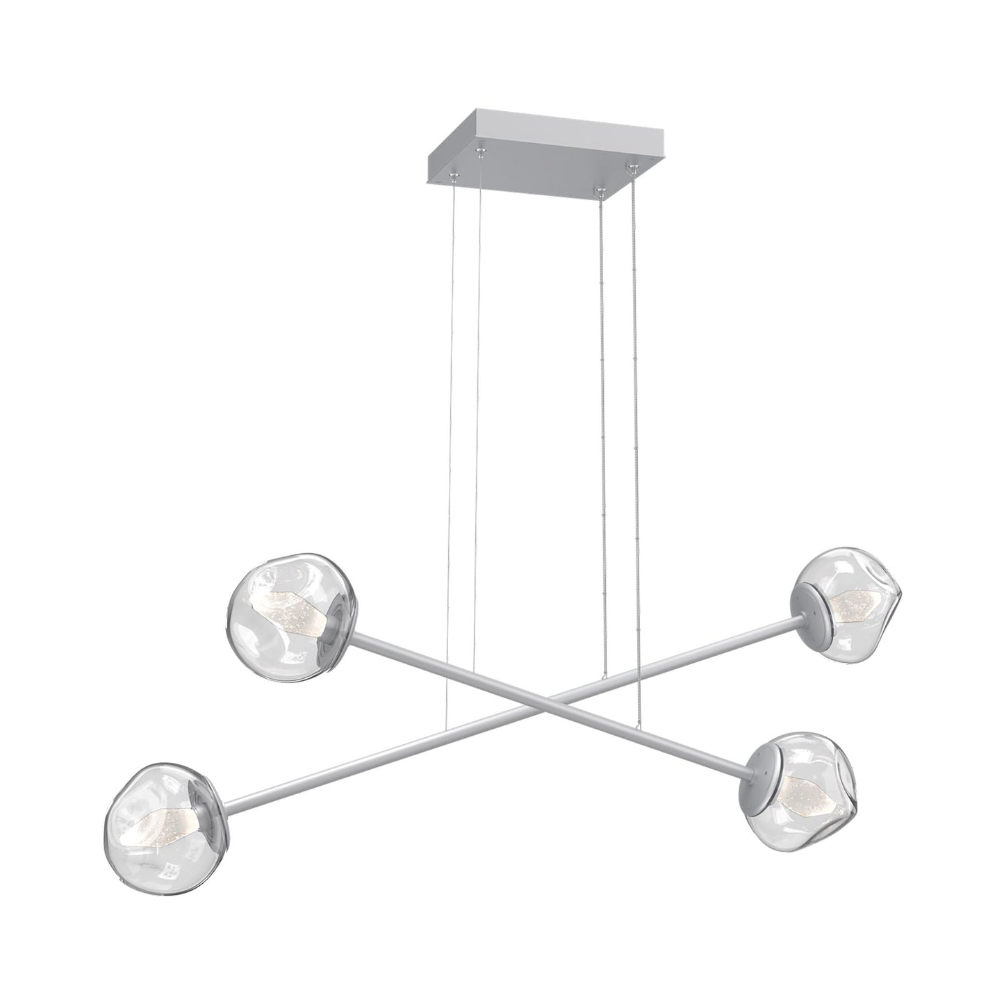 Luna Double Moda Linear LED Chandelier in Classic Silver/Clear (Geo Crystal).